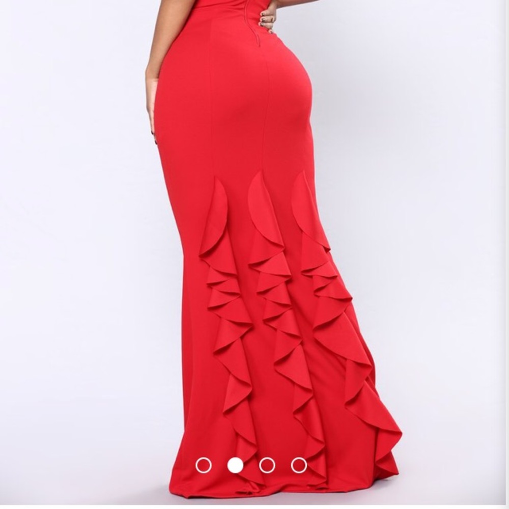 Red Ruffle Prom Dress